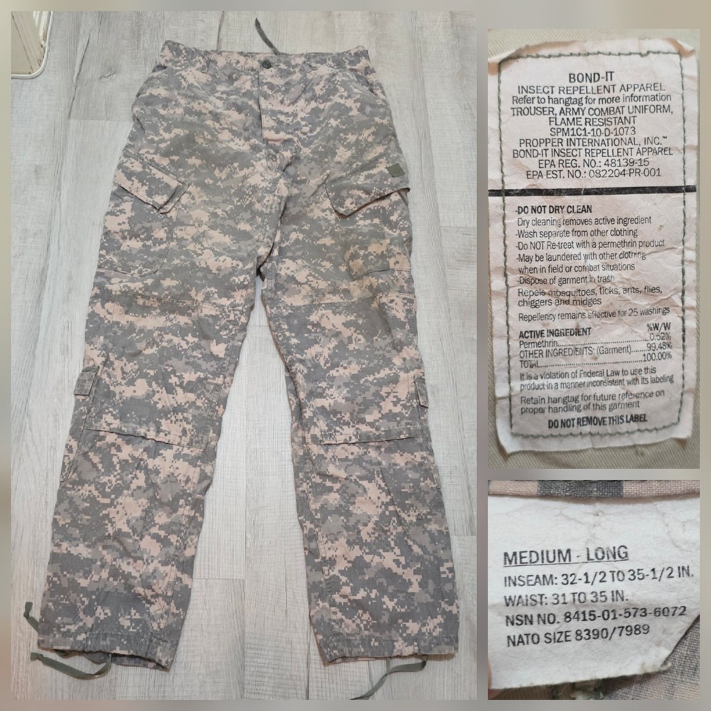 Propper ACU Combat Pants Mens Medium Long Digital Camo Military Tactical Uniform
